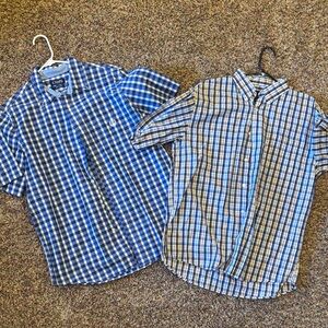 Men's Blue Plaid Short-Sleeve Button-Up Shirt
